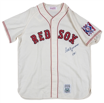 Ted Williams Signed & Inscribed Replica 1939 Boston Red Sox Mitchell & Ness "Cooperstown Classic" White Wool Jersey - Inscribed With "9" & "521" - (PSA/DNA LOA)